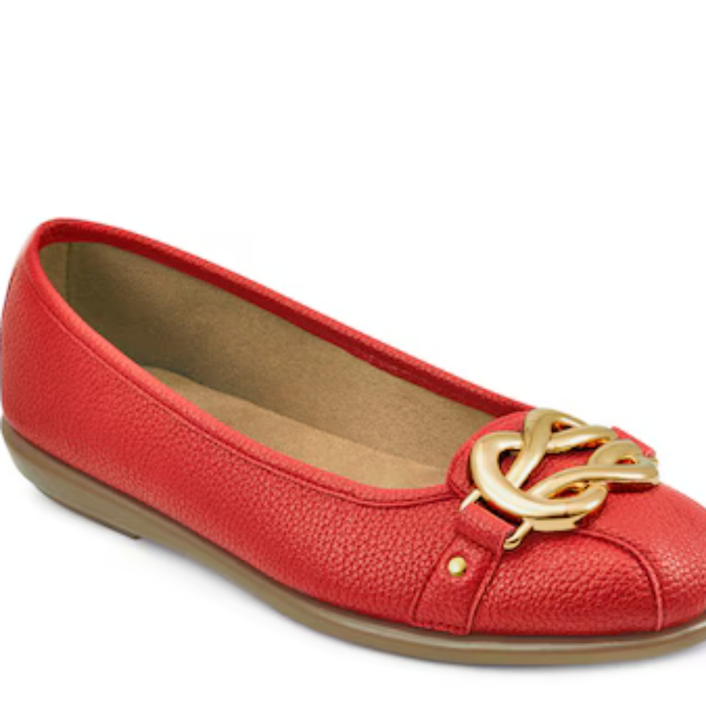 Aerosoles Red Faux Leather Big Bet Ballet Flat